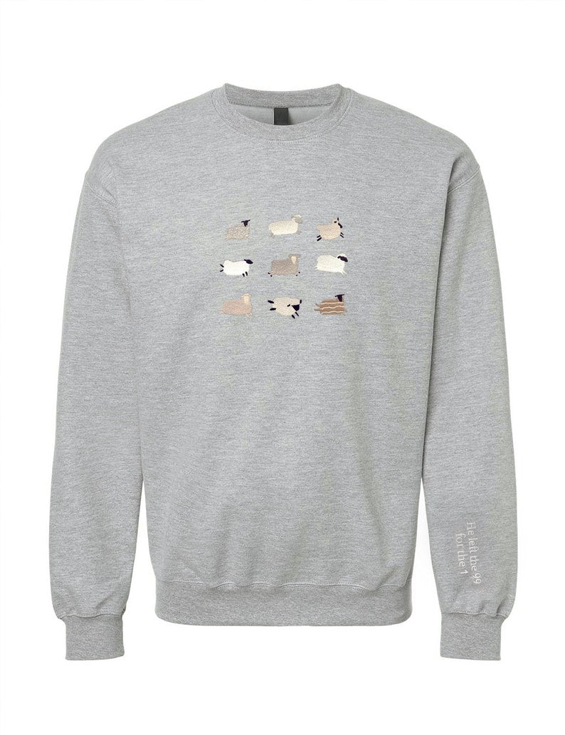 Lost Sheep Embroidered Sweatshirt Jesus Leaves The 99 The Lord My Shepherd Crewneck Psalm 23 Christian Apparel Sweater Faith Cozy Gift 1761644871374.jpg