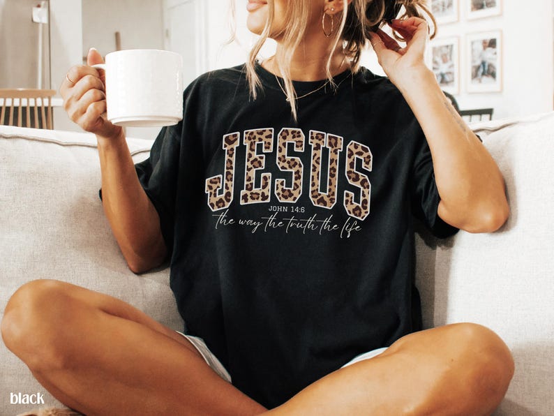 Christian Jesus Shirt Cheetah Print Bible Verse Tshirt Trendy Women Faith Apparel Gift Jesus Loves You The Way The Truth The Life 1761710491511.jpg