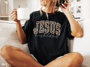 Christian Jesus Shirt Cheetah Print Bible Verse Tshirt Trendy Women Faith Apparel Gift Jesus Loves You The Way The Truth The Life 1761710491511.jpg
