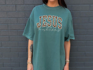 Christian Jesus Shirt Cheetah Print Bible Verse Tshirt Trendy Women Faith Apparel Gift Jesus Loves You The Way The Truth The Life 1761710491643.jpg