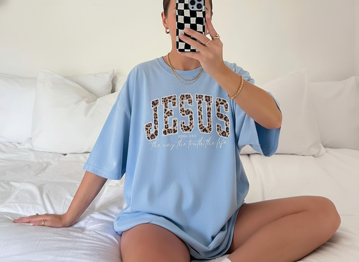 Christian Jesus Shirt Cheetah Print Bible Verse Tshirt Trendy Women Faith Apparel Gift Jesus Loves You The Way The Truth The Life 1761710491950.png