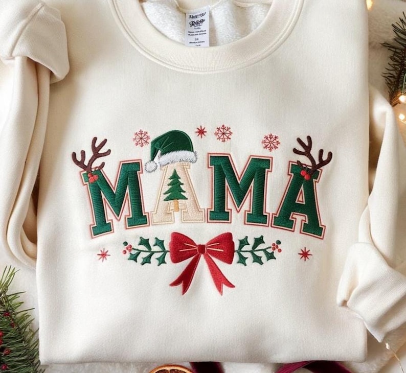 Embroidered Mama Christmas Sweatshirt Holiday Mom Sweater Cozy Xmas Mama Shirt Mom Dad Xmas Matching Family Christmas Shirtcoquette Mom 1761723156225.jpg