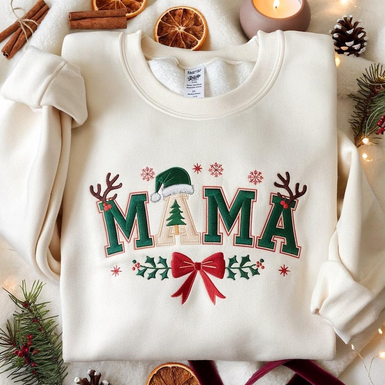 Embroidered Mama Christmas Sweatshirt Holiday Mom Sweater Cozy Xmas Mama Shirt Mom Dad Xmas Matching Family Christmas Shirtcoquette Mom 1761723156246.jpg