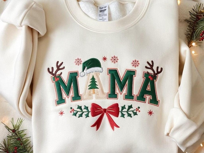 Embroidered Mama Christmas Sweatshirt Holiday Mom Sweater Cozy Xmas Mama Shirt Mom Dad Xmas Matching Family Christmas Shirtcoquette Mom 1761723156327.jpg