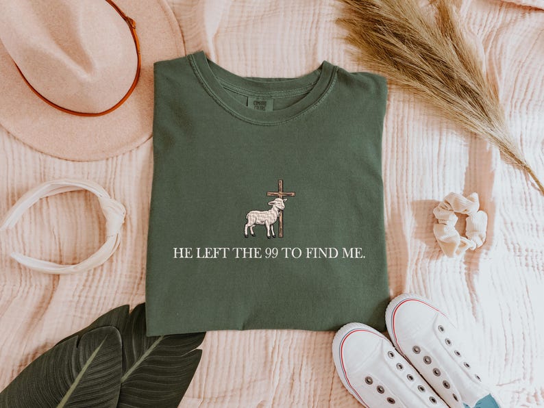 Embroidered Christian Tee   He Left The 99 1761790850637.jpg