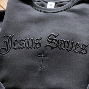 Embroidered Jesus Saves Shirt Minimalist Christian Apparel 1761795015388.jpg