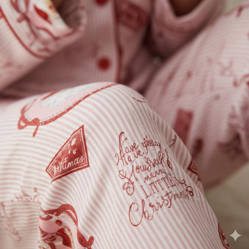 Pink Christmas Pajamas Set Retro Santa Print Womens Long Sleeve Pjs Vintage Holiday Sleepwear Gift For Her Christmas Gift 1761796082121.jpg