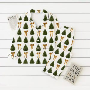 Christmas Tree Pajamas Set With Gold Bow Xmas Holiday Matching Pjs Cozy Holiday Sleepwear Festive Winter Outfit 1761796221087.jpg