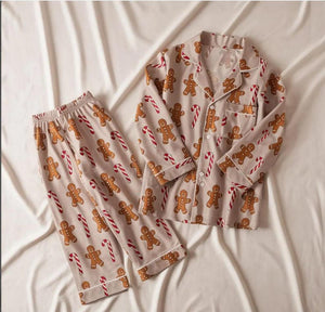 Christmas Pajama Set For Women Satin Long Sleeve Pjs With Gingerbread Man And Candy Cane Print Cozy Holiday Sleepwear Loungewear 1761796379328.jpg