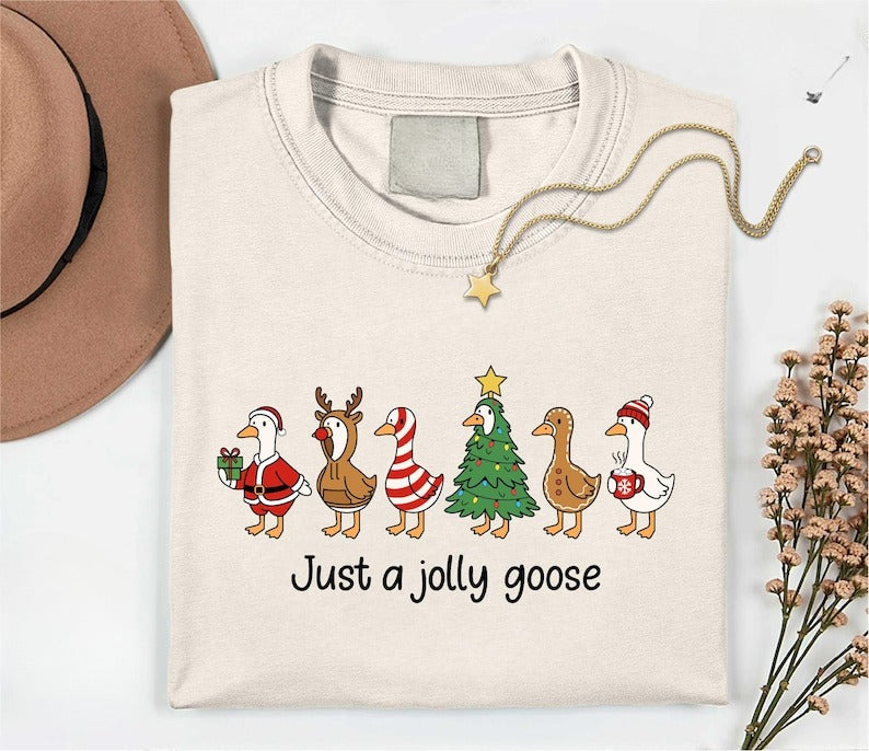 Just A Jolly Goose Christmas T Shirt Funny Santa Tee Christmas Just A Jolly Goose Shirt Xmas Jolly Goose T Shirt 1761797443919.jpg