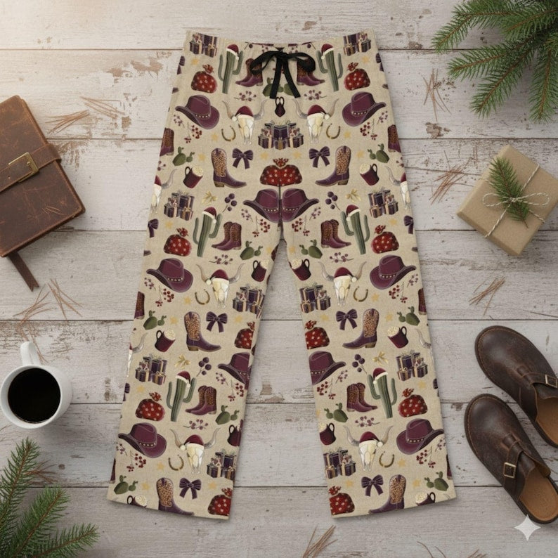 Cowboy Christmas Mens Pajama Pants  Western Style Sleepwear With Cowboy Motifs Lounge Bottoms Holiday Pajamas For Men 1761798997961.jpg