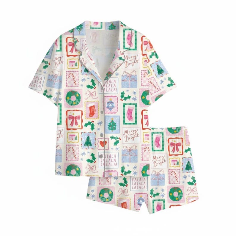 Coquette Christmas Pajamas Set Retro Santa Loungewear Vintage Holiday Sleepwear Gift For Her Christmas Gift Holiday Gift 1761810607988.jpg