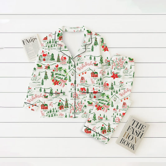North Pole Village Christmas Pajamas Set Winter Holiday Matching Santa Claus Shirt Family Matching Outfit Xmas Gift 1761810694421.jpg