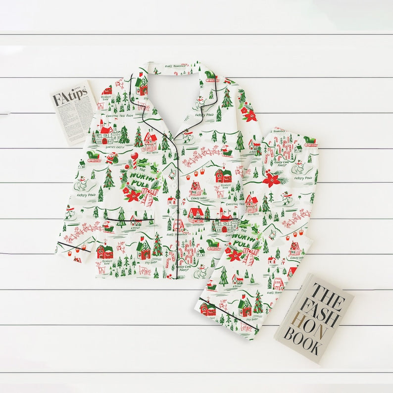 North Pole Village Christmas Pajamas Set Winter Holiday Matching Santa Claus Shirt Family Matching Outfit Xmas Gift 1761810694421.jpg