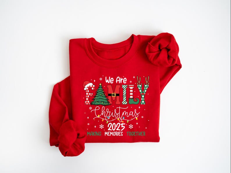 2025 Christmas Crew Sweatshirt We Are Family Christmas Family Christmas Tops Festive Holiday Shirt Christmas Party Tee 1761963489857.jpg