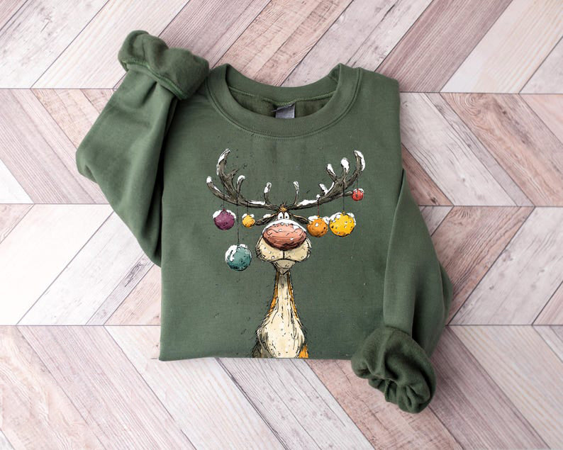 Vintage Reindeer Sweatshirt Cute Christmas Sweatshirt Retro Reindeer Sweatshirt Merry Christmas Sweatshirt Christmas Reindeer Sweatshirt 1762135406290.jpg