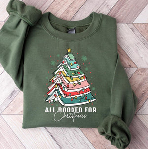 All Booked For Christmas Sweatshirt Christmas Book Tree Shirt Book Lovers Christmas Gift Bookworm Christmas Shirt Gift For Christmas 1762136269333.jpg