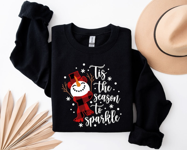 Snowman Christmas Shirt Tis The Season To Sparkle Holiday Tee 1762142822387.jpg