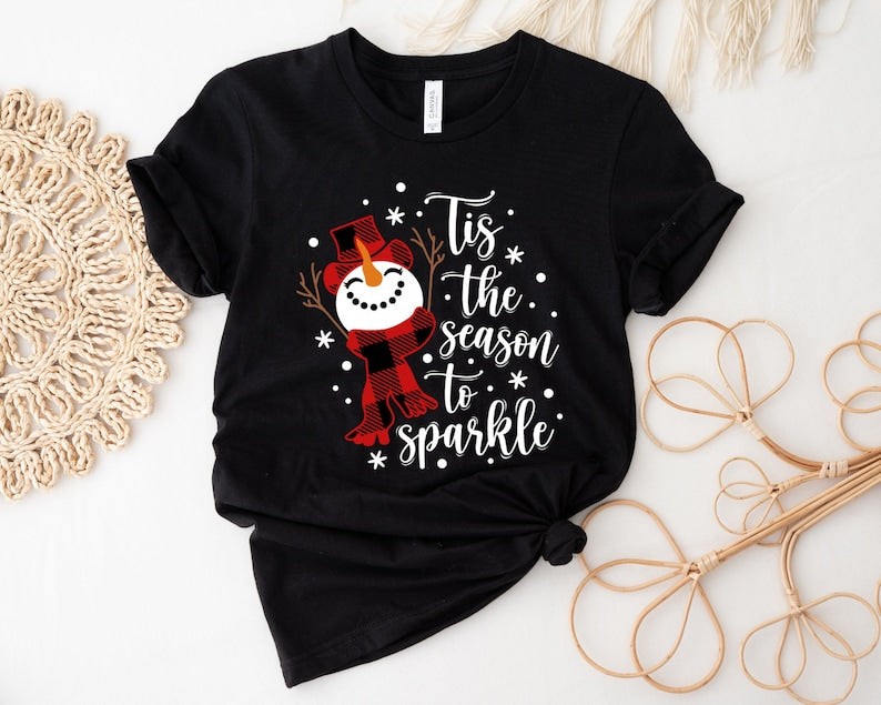 Snowman Christmas Shirt Tis The Season To Sparkle Holiday Tee 1762142822465.jpg