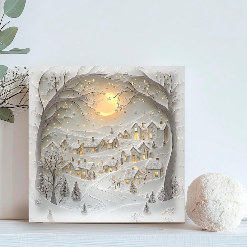 Personalised Christmas 2025 Gift Snow Village Luxury Greeting Card Whimsical Cottages 3d Effect Magical Christmas Tree Stationary 1762242991265.jpg