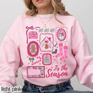 Pink Christmas Sweatshirt Tis The Season Xmas Sweater Cute Girly Holiday Womens Pullover Candy Cane Bow Santa Tee Winter Crewneck 1762243046252.jpg