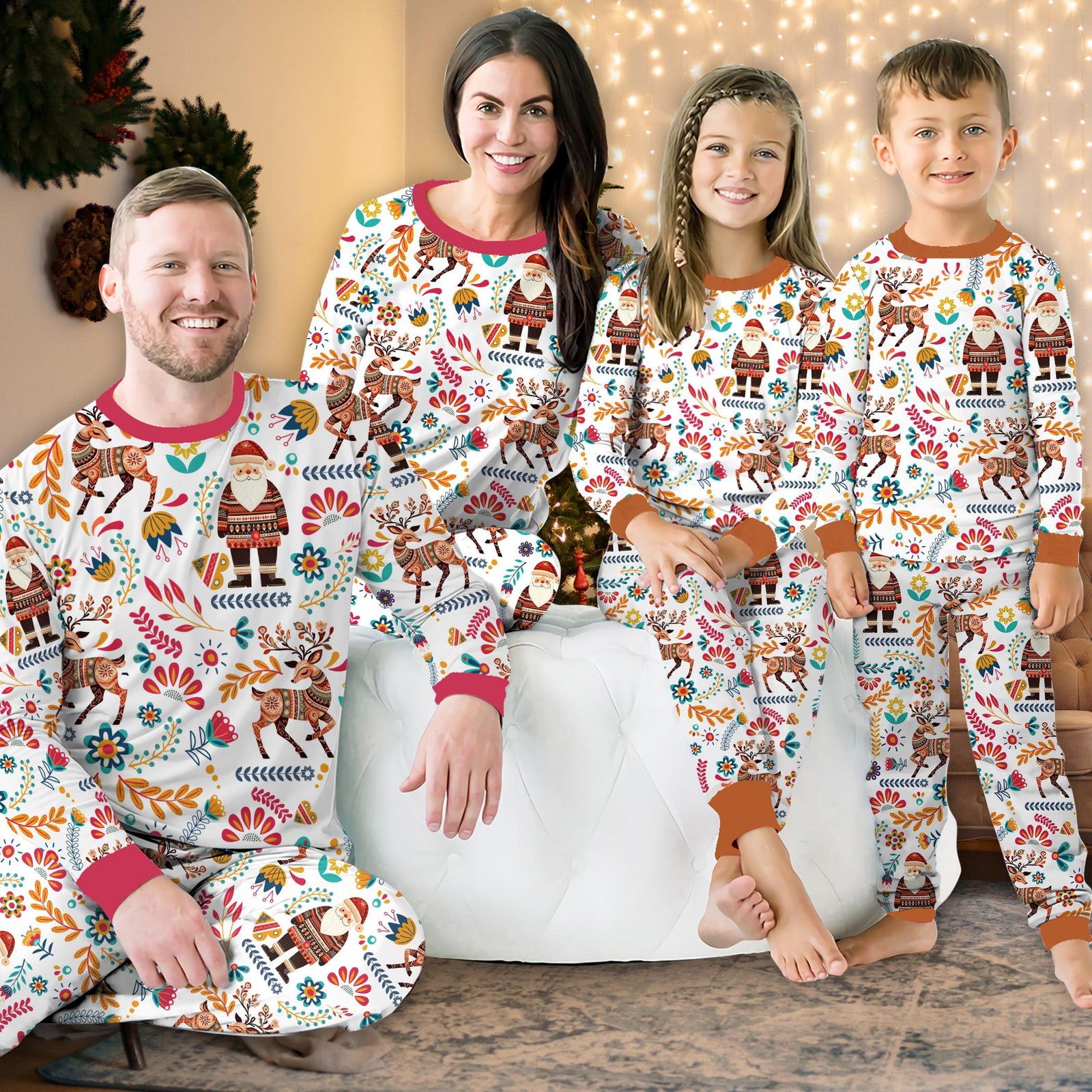 Scandinavian Christmas Pajamas Set Christmas Folk Art Santa Reindeer Long Sleeve Two Piece Pajama Cozy Nordic Christmas Family Pajamas Set 1762245557518.jpg