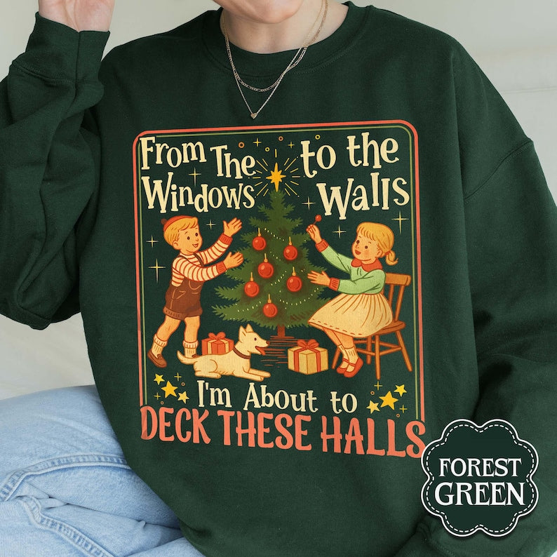 Funny Christmas Sweatshirt Deck The Halls Retro Xmas Sweater 1762310215828.jpg