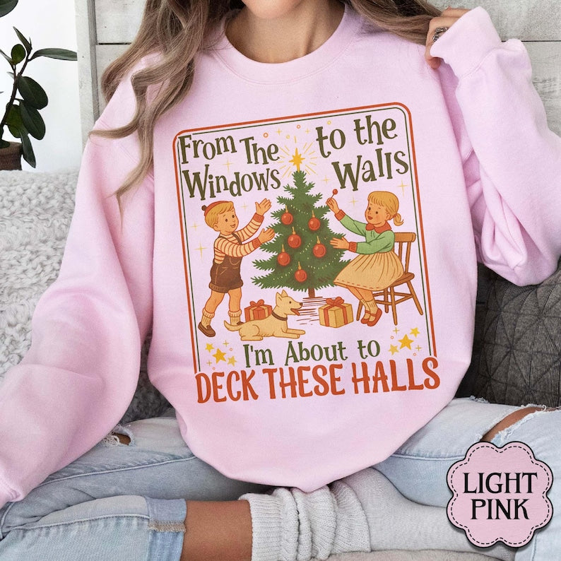 Funny Christmas Sweatshirt Deck The Halls Retro Xmas Sweater 1762310215868.jpg