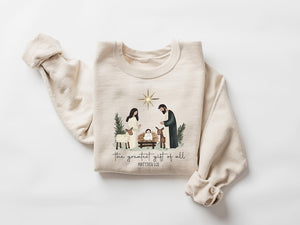 Greatest Gift Of All Sweatshirt Christian Christmas Sweatshirt Nativity Scene Sweater Christmas Faith Jesus Nativity Shirt Bible Verse 1762310497885.jpg