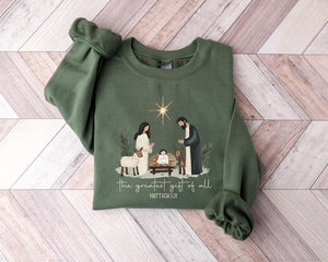 Greatest Gift Of All Sweatshirt Christian Christmas Sweatshirt Nativity Scene Sweater Christmas Faith Jesus Nativity Shirt Bible Verse 1762310497891.jpg