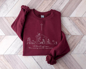 A Thrill Of Hope The Weary World Rejoices Sweatshirt  Christian Christmas Sweater Nativity Scene Jesus Lover Gift 1762311598567.jpg