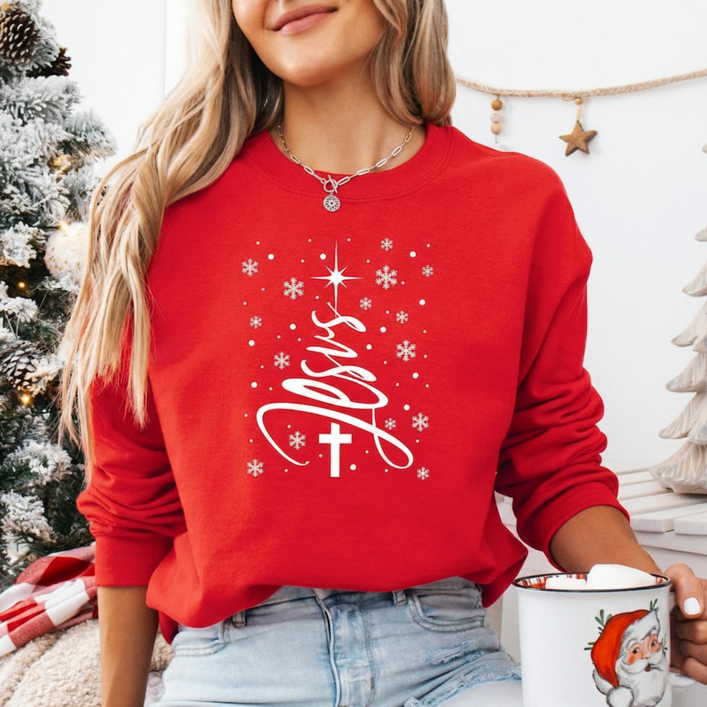 Jesus Christmas Tree Sweatshirt Christian Christmas Tshirt Snowflakes Sweater Jesus Lovers Gift Christian Gifts For Christmas 1762312964863.png