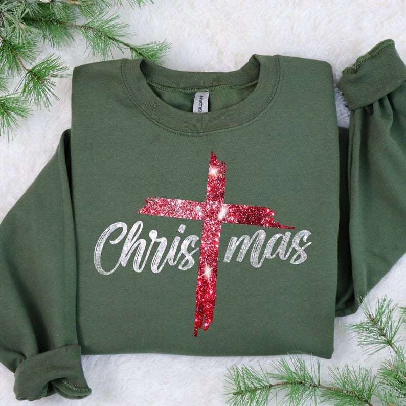 Cross Christmas Sweatshirt Jesus Christ Sweater Religious New Year Gift Merry Christ Mas Sweatshirt Family Christmas Shirtsfaith Christ 1762313552507.jpg
