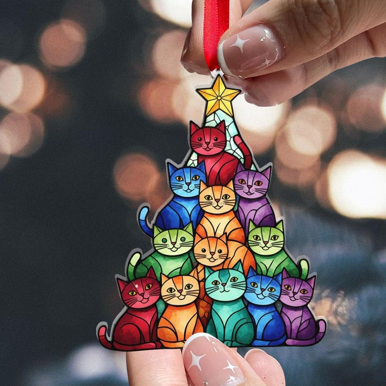 Rainbow Cat Christmas Acrylic Ornament Cat Christmas Tree Ornament Hanging Ornament For Cat Lovers Cat Decor Christmas Gifts 1762314655498.jpg