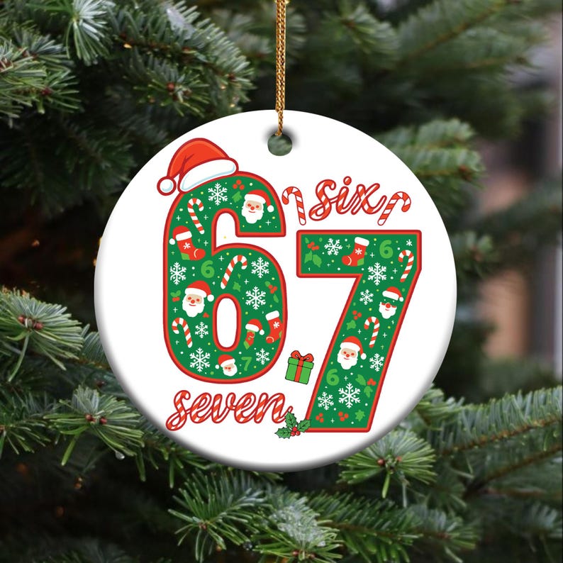 Six Seven Christmas Trend Ornament Santa Faces Snowflakes  Gifts Funny Number Meme Ornament For Kids Gen Alpha Humor Ornament 1762314812978.jpg