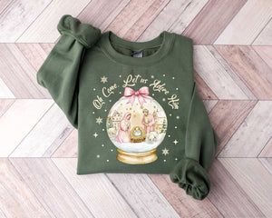 Oh Come Let Us Adore Him Sweatshirt Jesus Christmas Sweater Pink Coquette Christmas Tree T Shirt Christian Christmas Shirt 1762315105772.jpg