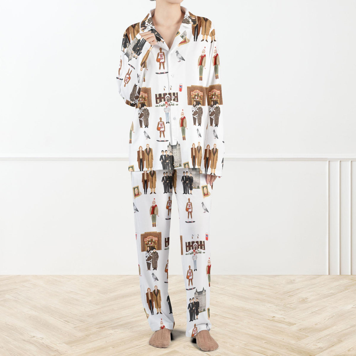 Home Alone Christmas Silky Satin Pajama Set For Women Funny Christmas Pjs Retro Holiday Sleepwear Set Matching Family Loungewear For Xmas 1762315250060.jpg