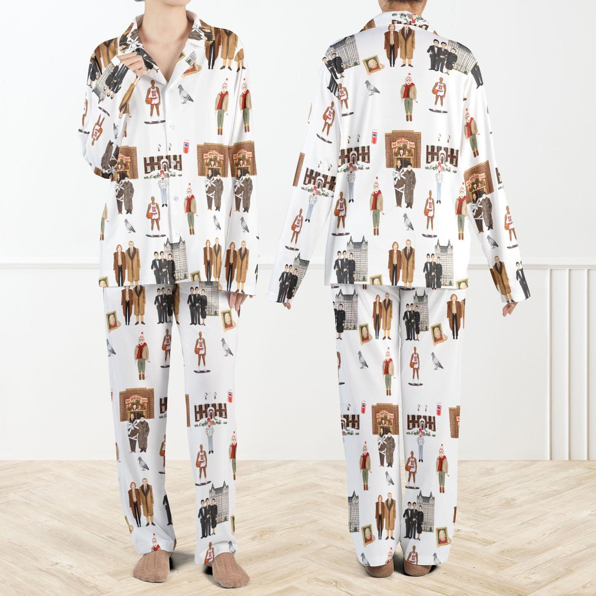 Home Alone Christmas Silky Satin Pajama Set For Women Funny Christmas Pjs Retro Holiday Sleepwear Set Matching Family Loungewear For Xmas 1762315250408.jpg