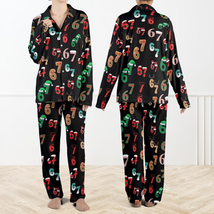 Six Seven Meme Christmas Contrast Pajamas Set For Women And Kids Funny Christmas Pjs Viral Number Print Sleepwearmatching Xmas Loungewear 1762315436096.png