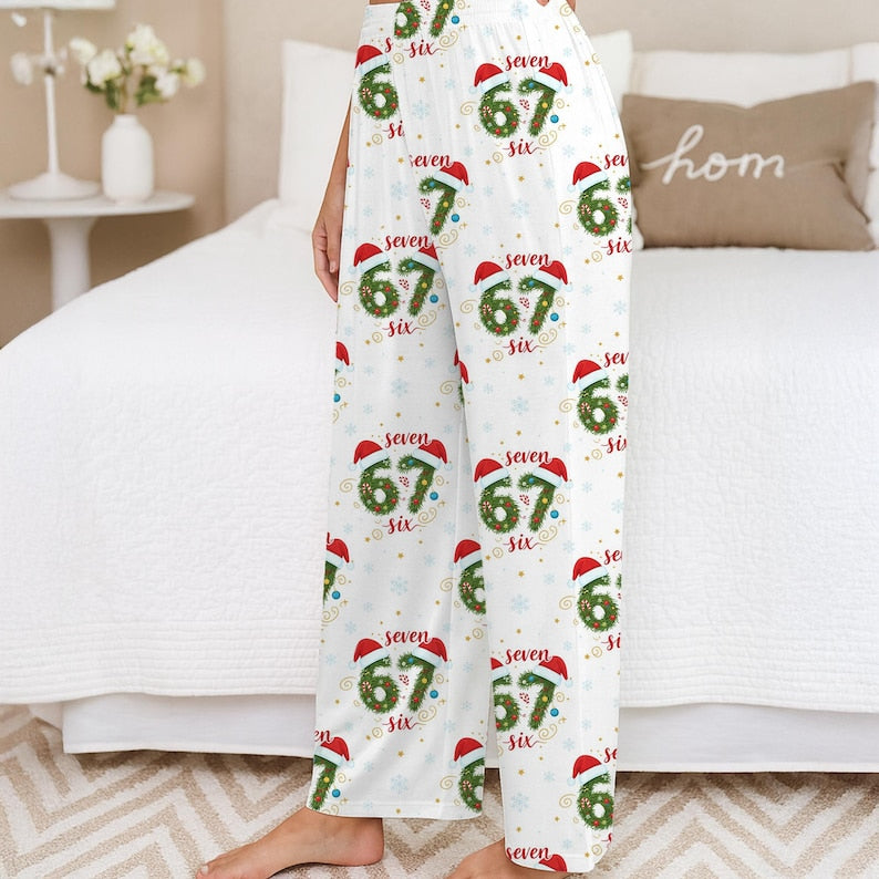 67 Christmas Pajama Pants Six Seven Number Wreath Print Snowflake Pattern 6 7 Holiday 1762394157247.jpg