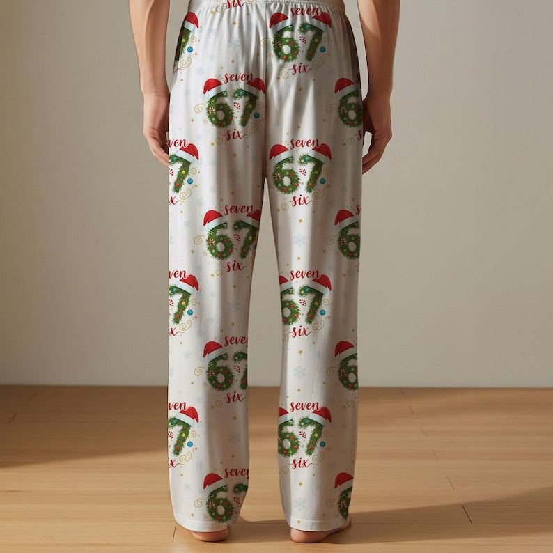67 Christmas Pajama Pants Six Seven Number Wreath Print Snowflake Pattern 6 7 Holiday 1762394157262.jpg