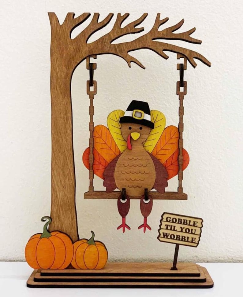 Wooden Turkey Swing Thanksgiving Decoration  Fall Table Centerpiece  Rustic Autumn Decor With Pumpkins  Funny Quote Sign 1762397528665.jpg
