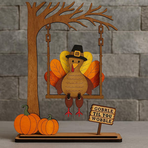 Wooden Turkey Swing Thanksgiving Decoration  Fall Table Centerpiece  Rustic Autumn Decor With Pumpkins  Funny Quote Sign 1762397529323.jpg