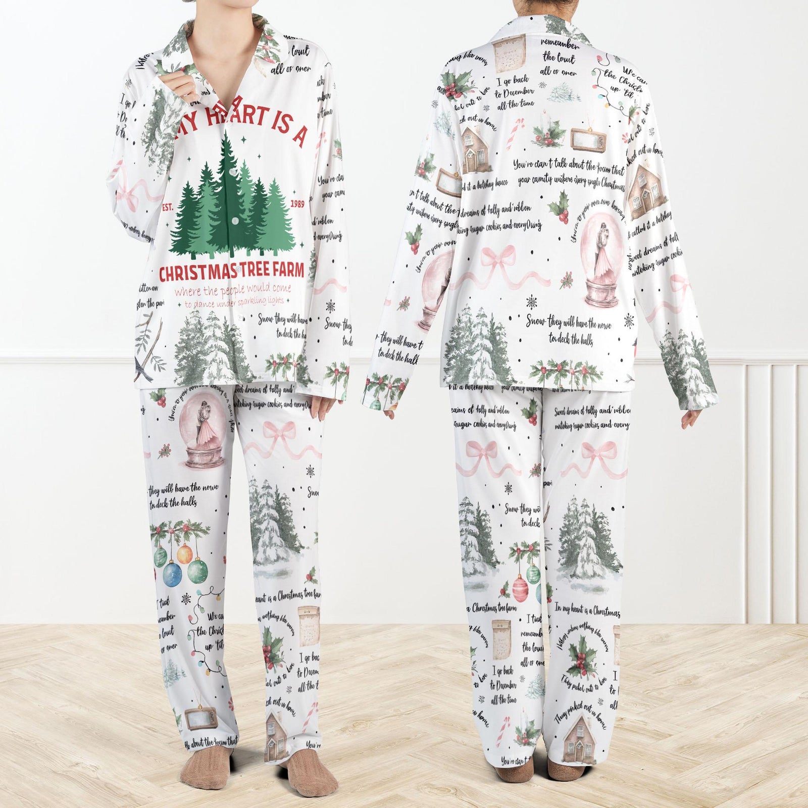 In My Heart Is A Christmas Tree Farm Casual Pajama Set For Women Holiday Print Sleepwear Cozy Winter Loungewear Xmas Pajama Set For Women 1762399929540.jpg