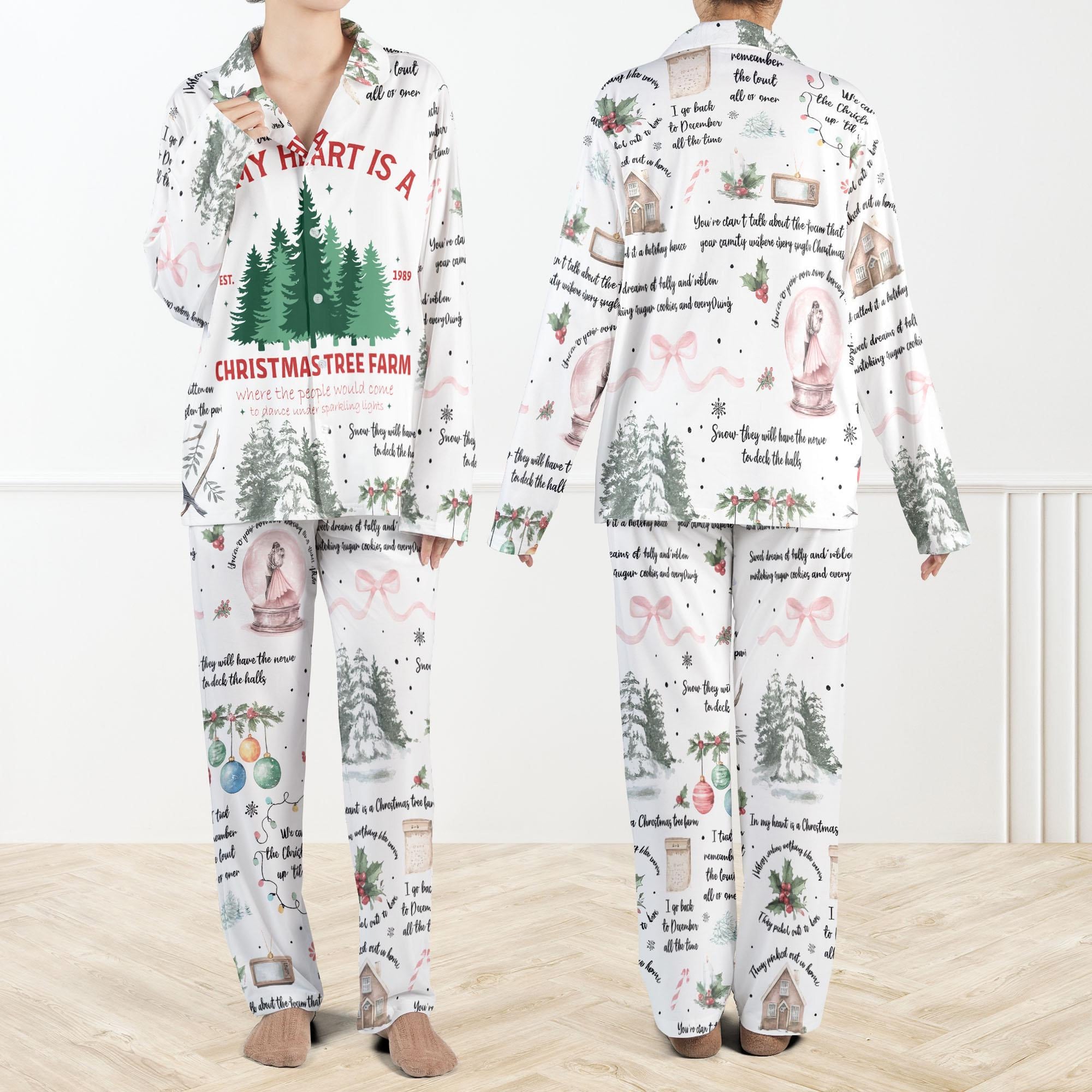 In My Heart Is A Christmas Tree Farm Casual Pajama Set For Women Holiday Print Sleepwear Cozy Winter Loungewear Xmas Pajama Set For Women 1762399929540.jpg