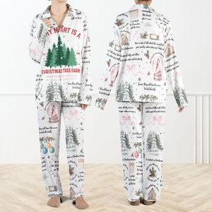 In My Heart Is A Christmas Tree Farm Casual Pajama Set For Women Holiday Print Sleepwear Cozy Winter Loungewear Xmas Pajama Set For Women 1762399929540.jpg