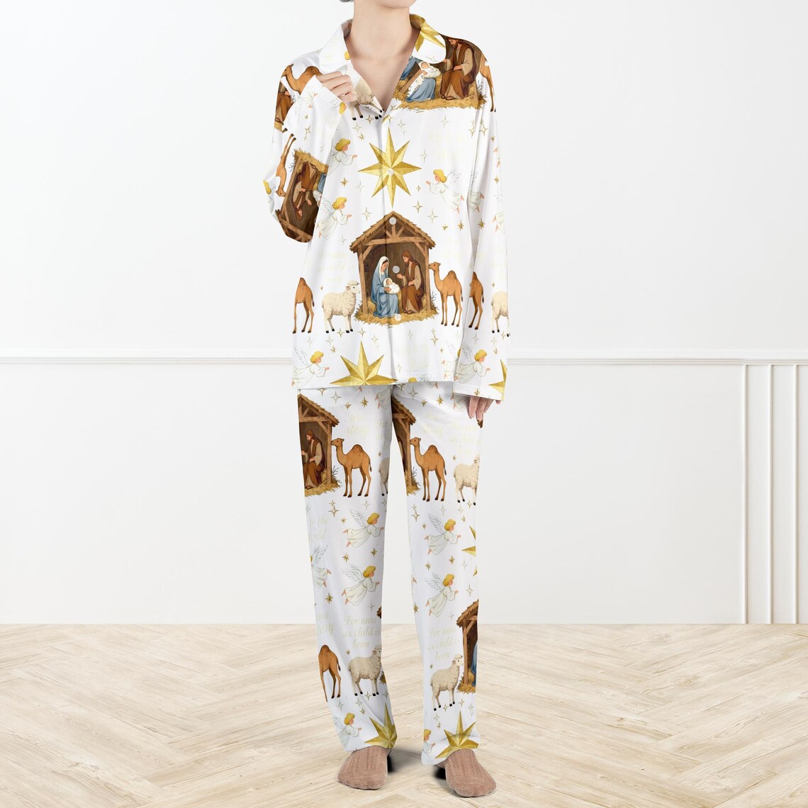 Nativity Scene Christmas Pajamas Set Holy Family Sleepwear Religious Xmas Pjs Cozy Silky Matching Holiday Set For Family 1762400494149.jpg