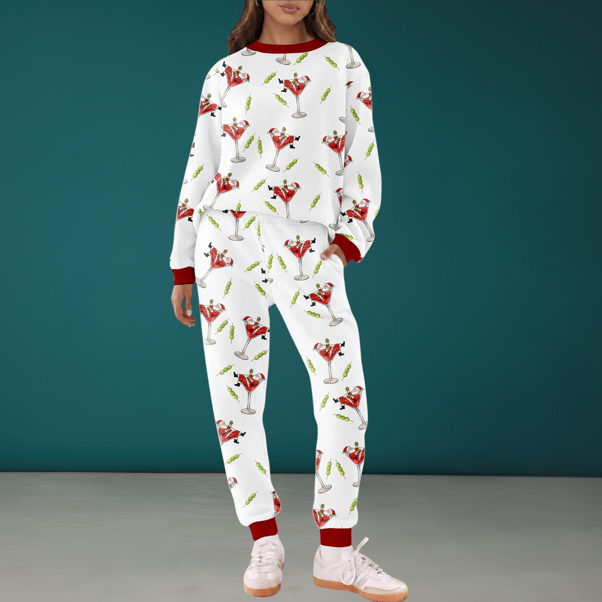Santa Martini Pajama Set Holiday Lounge Outfit Festive Matching Tracksuit Cozy Xmas Pajamas 1762402203832.png