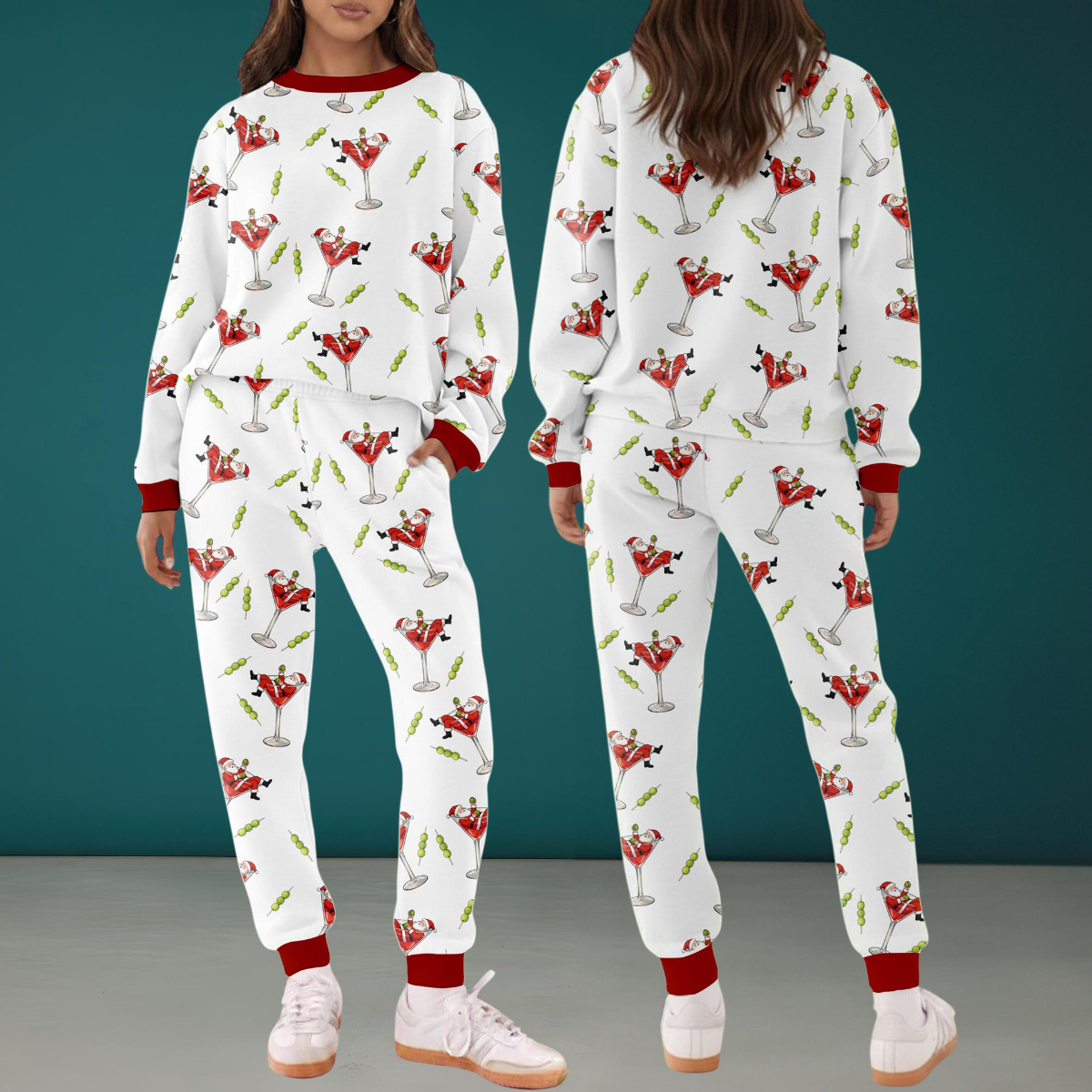 Santa Martini Pajama Set Holiday Lounge Outfit Festive Matching Tracksuit Cozy Xmas Pajamas 1762402204616.png