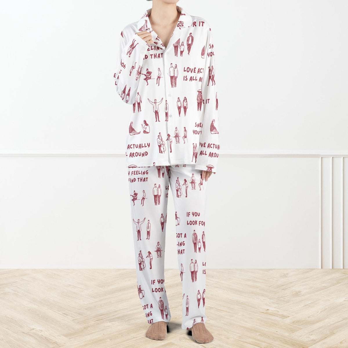 Love Actually Is All Around Pajama Set For Women And Kids Romantic Movie Pjs Christmas Couple Pjs Cozy Satin Pjs Holiday Gift For Fans 1762402794507.jpg